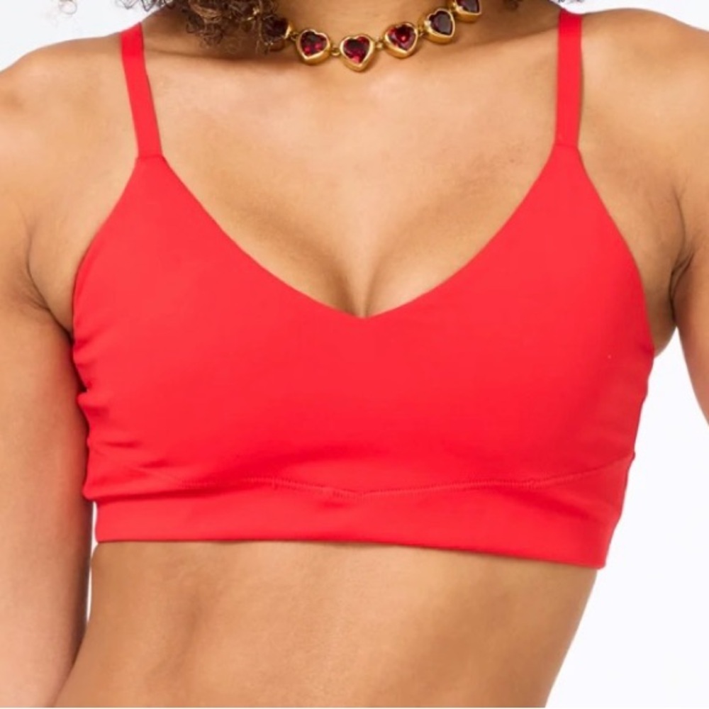 NWT Terez Action Hot Red V-neck Sports Bra w Adjustable Back Straps, XS